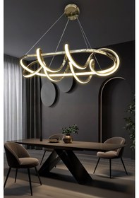 Resim Kuzey Kıvrım Masaüstü Led Avize - - Kumandalı / Siyah Siyah 