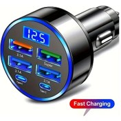 Resim Gaojunshop01 Çok Portlu Hızlı Araç Şarj Cihazı 2pd 4usb Type C Qc3.0 - 1pc-car Charger 