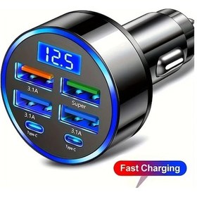 Resim Gaojunshop01 Çok Portlu Hızlı Araç Şarj Cihazı 2pd 4usb Type C Qc3.0 - 1pc-car Charger 