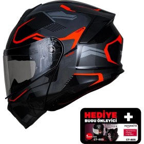 Resim YOHE 935SV Kask Çene Açılır Motosiklet Parlak Turuncu Çift Vizör UV Bluetooth Yuvalı ECE 22.06 MIPS 