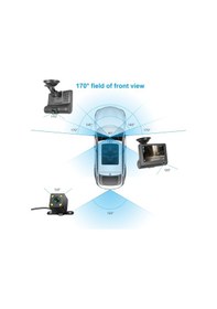 Resim Wevolt 3 Kameralı 4 Inç 1080p Yol Kayıt Kamerası.üç Kameralı Araç Kamera.HAFIZA KARTLI TÜRKÇE MENÜ 