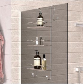 Resim Geseus 3 Katlı Asmalı Banyo Duşakabin Duş Rafı Krom Büyük Boy-bk-063 