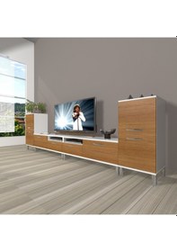 Resim Decoraktiv Eko 9220 Slm Krom Ayaklı Tv Ünitesi Tv Sehpası Beyaz - Ceviz 