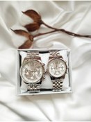 Resim Spectrum Gümüş Renk Metal Kordonlu Takvim Iç Tasarımlı Bay Ve Çift Saati 