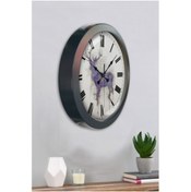 Resim Bahat Salon Ofis Duvar Saati Gri Metal Çerçeve 36 Cm 