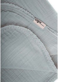 Resim Cigit Dantel İşlemeli Tekkat Müslin Battaniye 100x100 CM +/- 3 CM Mint Yeşili 