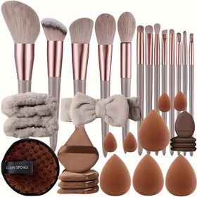 Resim Makyaj Fırçası 1 adet Pudra Fırçası + 1 adet Gevşek Pudra Fırçası + 1 adet Highlighter Fırçası + 1 adet Fondöten Fırçası + 1 adet Leke Fırçası + 1 adet Göz Kabuğu Fırçası + 1 adet Kapatıcı Fırçası, Profesyonel Güzellik Araçları 