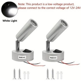 Resim Honeybeeshop 2 Adet Mryc Dönebilen Led Okuma Işıkları Beyaz Işık Simli 3w Spot Işık Rv Tekne Yat İç Aydınlatma Dc12 24v 180 360 Döndürme Kablolu Pil Gerektirmez 
