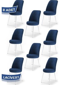 Resim Canisa Concept Dexa Serisi, Üst Kalite Yemek Odası Sandalyesi, Metal Beyaz Iskeletli, 8 Lacivert Adet Lacivert, Metal 