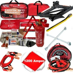 Resim inoltrare Dörtlü Ürün Trafik Seti+çantalı Akü Takviye Kablosu+kriko+bijon Anahtarı 