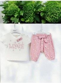 Resim Kız Bebek Papatya Desenli Pantolonlu Takım-14532 Pembe 