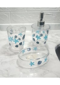 Resim BENEKLİ DESEN 3 LÜ BANYO SETİ AKRİLİK Şeffaf 