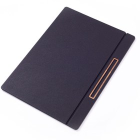 Resim Deri Kapaklı Masa Sümeni Siyah Ahşap Detaylı 50x35cm 