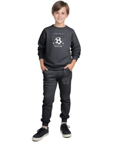 Resim Fyk Kids 2'li Erkek Çocuk Yuvarlak Yaka Baskı Detaylı Eşofman Takımı Lacivert - Füme 