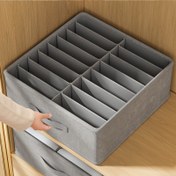 Resim Çok Bölmeli Büyük Kıyafet Düzenleyici Çekmece - Yatak Altı, Dolap ve Banyo için Ekstra Yer Tasarrufu Sağlayan Depolama Kutusu - Kumaş Yapılı, Ayakta Durabilen Sütyen, Kot Pantolon, Çorap, Havlu Organizatörü - Ev, Yurt, Ofis İçin İdeal - Gri, Kıyafet Düzenleme, Düzgün Bölümler, Sağlam Tutacaklar, Küçük Alanlarda Kullanım 