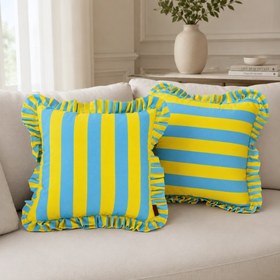 Resim Sicily Stripe Fırfır Kenarlı Kırlent Kılıfı - 30x50 cm / İç Yastık Dahil 