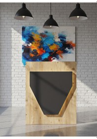 Resim Resital Ledli Karşılama Bankosu G-90 Cm Ofis Kasa Resepsiyon Masası Banko-001-6-4 