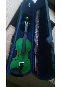Resim Paganini Yeşil Renk 4/4 Tam Boy Keman--Kılıf-Yay-Reçine Ful Set 