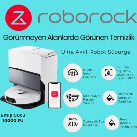 Resim Roborock Lazer (Lıdar + Slam) Haritalandırma Teknolojisi Ultra Akıllı Robot Süpürge Beyaz 