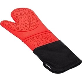 Resim Kitchen Design Lab Kırmızı Silikon Yanmaz Yapışmaz Isı Yalıtımlı Mutfak Fırın Eldiveni Tencere Sahan Tutacak 37 cm 