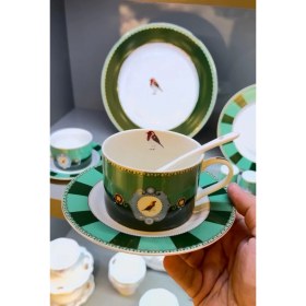 Resim Onedekor 48 Parça Porselen Bird Green Qush Kahvaltı Seti 