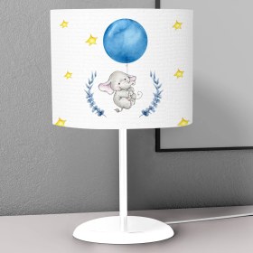 Resim instababyrooms Mavi Balon ve Uçan Fil Desenli Çocuk Odası Dijital Baskılı Çocuk Odası Masaüstü Abajur Avize 