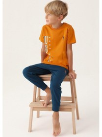 Resim U.s. Polo Assn.1717 Lisanslı Graphic Erkek Çocuk Pijama Takımı Krem 