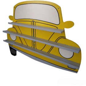 Resim Filocosmos Montessori Oyuncak Araba Rafı Çocuk Odası Raf Sarı Beyaz Stand Vosvos Nostalji El Yapımı Hobi Rafı 