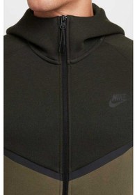 Resim Nike Tech Fleece Full Zip Windrunner Hoodie Kapüşonlu Unisex Sweatshirt Haki Haki 