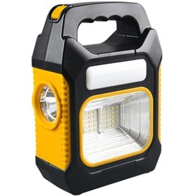 Resim Sarj Edilebilir Ve Solar Sarjlı Portatif Taşınabilir Sarı Kamp Feneri Avcılık Feneri Sarı - Siyah 