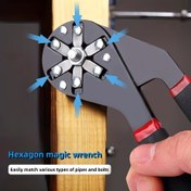 Resim 1 adet Altıgen Sihirli Anahtar, 6 İnç/8 İnç Ayarlanabilir Tork Anahtarı, Yüksek Karbonlu Çelik, Aşınmaya Dayanıklı, Elektrikçiler, Mekanikler, Motosikletler, Bisikletler, Elektrikçi Temel Araçları için Çok Fonksiyonlu Açık Uçlu Tamir Aracı | Altıgen Anahtar | Dayanıklı Yapı 