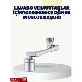 Resim Çok Yönlü Dönebilen Musluk Başlığı 2 Fonksiyonlu Su Akışı 