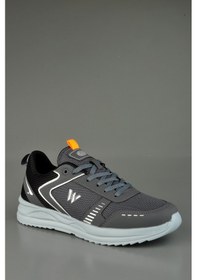 Resim Esnek Ortopedik İç Tabanlı Hafif Siyah Spor Ayakkabı Magg Point Gri 