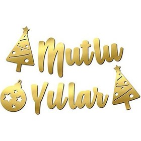Resim Yılbaşı Kaligrafi Mutlu Yıllar Afiş Altın 