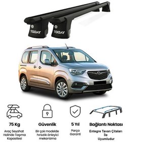 Resim Trio-ı Opel Combo 2012 Ve Sonrası Uyumlu Siyah Kilitli Ara Atkı 135cm Port Bagaj Tavan Barı 