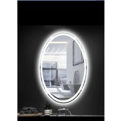 Resim Dnr-Mirror80 x 100 cm Beyaz Ledli Kumlamalı Elips Banyo Aynası Tuvalet Aynası 