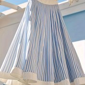 Resim Elegant French-Inspired Yüksek Bel A-Line Etek, Dikey Çizgilerle - Etki, Büzgülü Hem, Polyester Karışımı, Tüm Mevsimler İçin Mükemmel, Rahat veya Resmi Durumlar İçin Çok Yönlü, Çok Yönlü Moda | Fransız İlhamlı Etek | Polyester Karışımı Etek 