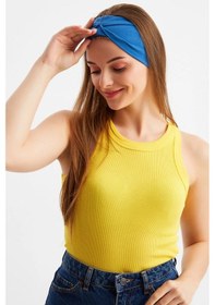 Resim Kadın Çift Taraflı Kullanım Alternatifli Pamuklu Penye Kaymaz Hafif Spor Saç Bandı Bandana - Tek Ebat / Parlament Parlament 