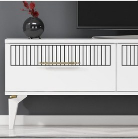 Resim Alvin 180 Cm Tv Sehpası Beyaz Beyaz 