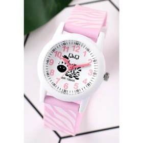 Resim Q&Q OE012519 Zebra Desenli Pembe 10 Atm Su Geçirmez Çocuk Kol Saati 