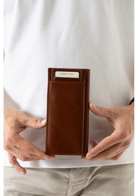 Resim Westpolo Hakiki Eskitme Crazy Deri Unisex Uzun Cüzdan Ve Kartlık El Portföyü - Taba Çok Renkli 