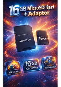 Resim Yüksek Hızlı Microsd Hafıza Kartı Ve Sd Adaptör Seti - 16gb 