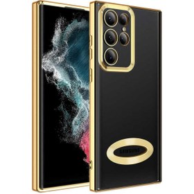 Resim Fibaks Samsung Galaxy S22 Ultra Kılıf Kamera Lens Korumalı Şeffaf Renkli Logo Gösteren Parlak Kapak 