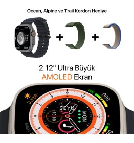 Resim Seyu Watch Ultra Hk8 Pro Max Apple iPhone ve Android Uyumlu Amoled Akıllı Saat 