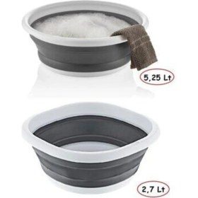 Resim 2'li Set Katlanır Badya Leğen Akordiyon Katlanabilir Badya 5,25 Lt & 2,7 Lt 