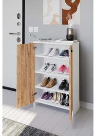 Resim Eva Çok Amaçlı Dolap Ayakkabılık Atlantik Çam - Beyaz 