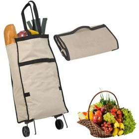 Resim Melek Moda Katlanabilir Tekerlekli Market Çantası ve Alışveriş Arabası 