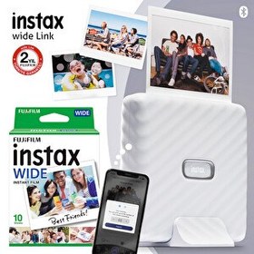 Resim Instax Wide Link Beyaz Akıllı Telefon Yazıcısı Ve 10'lu Film 
