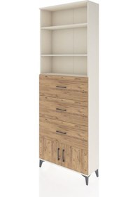 Resim Arges Dolap 3 Raflı 3 Çekmeceli 2 Kapaklı 88x30x243 Aytaşı-çam Aytaşı 