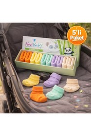 Resim Novibaby 5'li Bambu Yenidoğan Bebek Çorap I Colour Mix I Kız Erkek Bebek Çorabı 